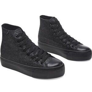 Platform High Top Rhinestone Glitter Lace Sneakers Sparkly Bling Shiny Y2k Goth